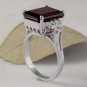 9.25 Carats Natural Red Garnet & Diamond 14K Solid White Gold Ring
