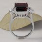 9.25 Carats Natural Red Garnet & Diamond 14K Solid White Gold Ring