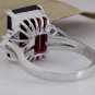 9.25 Carats Natural Red Garnet & Diamond 14K Solid White Gold Ring