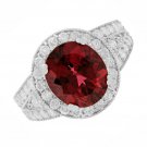 5.35 Carats Natural Tourmaline and Diamond 14K Solid White Gold Ring
