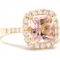 3.10 Carats Natural Morganite and Diamond 14K Solid Yellow Gold Ring