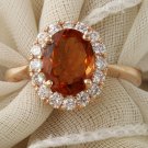 2.35Ct Natural Madeira Citrine and Diamond 14K Solid Rose Gold Ring