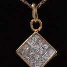 Estate .90 Carats Natural Diamond 14K Solid Yellow Gold Pendant Necklace