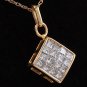 Estate .90 Carats Natural Diamond 14K Solid Yellow Gold Pendant Necklace
