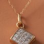 Estate .90 Carats Natural Diamond 14K Solid Yellow Gold Pendant Necklace