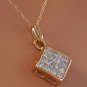 Estate .90 Carats Natural Diamond 14K Solid Yellow Gold Pendant Necklace