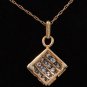 Estate .90 Carats Natural Diamond 14K Solid Yellow Gold Pendant Necklace