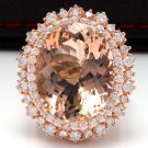 17.00 Carats Natural Morganite and Diamond 14K Solid Rose Gold Ring