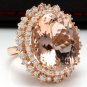 17.00 Carats Natural Morganite and Diamond 14K Solid Rose Gold Ring