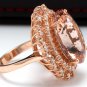 17.00 Carats Natural Morganite and Diamond 14K Solid Rose Gold Ring