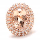 12.65 Carats Natural Morganite and Diamond 14K Solid Rose Gold Ring