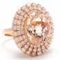 12.65 Carats Natural Morganite and Diamond 14K Solid Rose Gold Ring