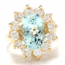 7.68Ct Natural Aquamarine and Diamond 14K Solid Yellow Gold Ring