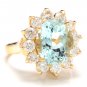 7.68Ct Natural Aquamarine and Diamond 14K Solid Yellow Gold Ring