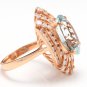 11.00Ct Natural Aquamarine and Diamond 14K Solid Rose Gold Ring