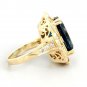 13.75Ct Natural LONDON BLUE TOPAZ & Diamond 14K Solid Yellow Gold Ring
