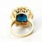13.75Ct Natural LONDON BLUE TOPAZ & Diamond 14K Solid Yellow Gold Ring