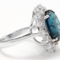 11.80Ct London Blue Topaz and Diamond 14K White Solid Gold Ring