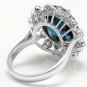 11.80Ct London Blue Topaz and Diamond 14K White Solid Gold Ring