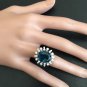 11.80Ct London Blue Topaz and Diamond 14K White Solid Gold Ring