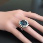 11.80Ct London Blue Topaz and Diamond 14K White Solid Gold Ring