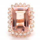 Estate 26.80 Carats Natural Morganite and Diamond 14K Solid Rose Gold Ring