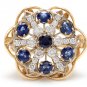 7.50Ct Natural Blue Sapphire & Diamond 14K Yellow Solid Gold Ring