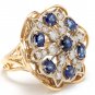 7.50Ct Natural Blue Sapphire & Diamond 14K Yellow Solid Gold Ring