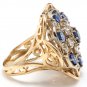 7.50Ct Natural Blue Sapphire & Diamond 14K Yellow Solid Gold Ring