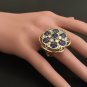 7.50Ct Natural Blue Sapphire & Diamond 14K Yellow Solid Gold Ring