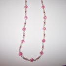 Pink Crackle Beaded Necklace