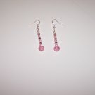 Pink crackle beaded drop earrings