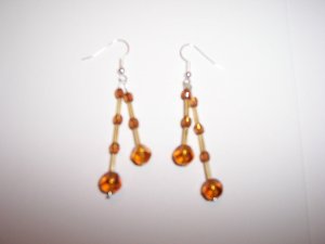 Amber effect twin drop earrings