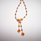 Amber effect twin drop necklace