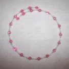 Pink crackle bead choker