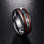 8mm Hawaiian Koa Wood and Abalone Shell Tungsten Carbide Ring