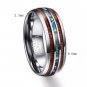 8mm Hawaiian Koa Wood and Abalone Shell Tungsten Carbide Ring