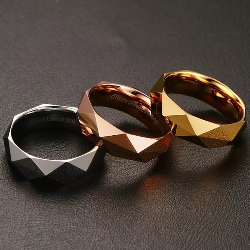 High Polished Three Colors 6mm Tungsten Carbide Ring