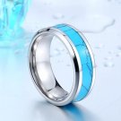 8mm Blue Crystal Drops Titanium Steel Ring