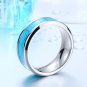 8mm Blue Crystal Drops Titanium Steel Ring
