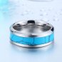 8mm Blue Crystal Drops Titanium Steel Ring
