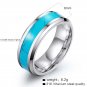 8mm Blue Crystal Drops Titanium Steel Ring