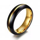 6mm Black with Gold Unisex Tungsten Carbide Ring