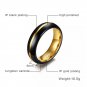 6mm Black with Gold Unisex Tungsten Carbide Ring