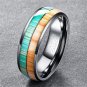 Inlay Brown Green Color Wood Grain Dome 8mm Width Polishing Tungsten Ring