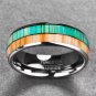 Inlay Brown Green Color Wood Grain Dome 8mm Width Polishing Tungsten Ring