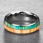 Inlay Brown Green Color Wood Grain Dome 8mm Width Polishing Tungsten Ring