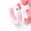Bling CZ Stone Pink Ceramic Women's Ring