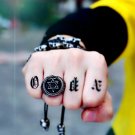 316L Stainless Steel Norse Viking Pentagram Odin's Symbol Dragon Runes Ring