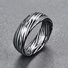 Dome Damascus Striped Design Tungsten Ring